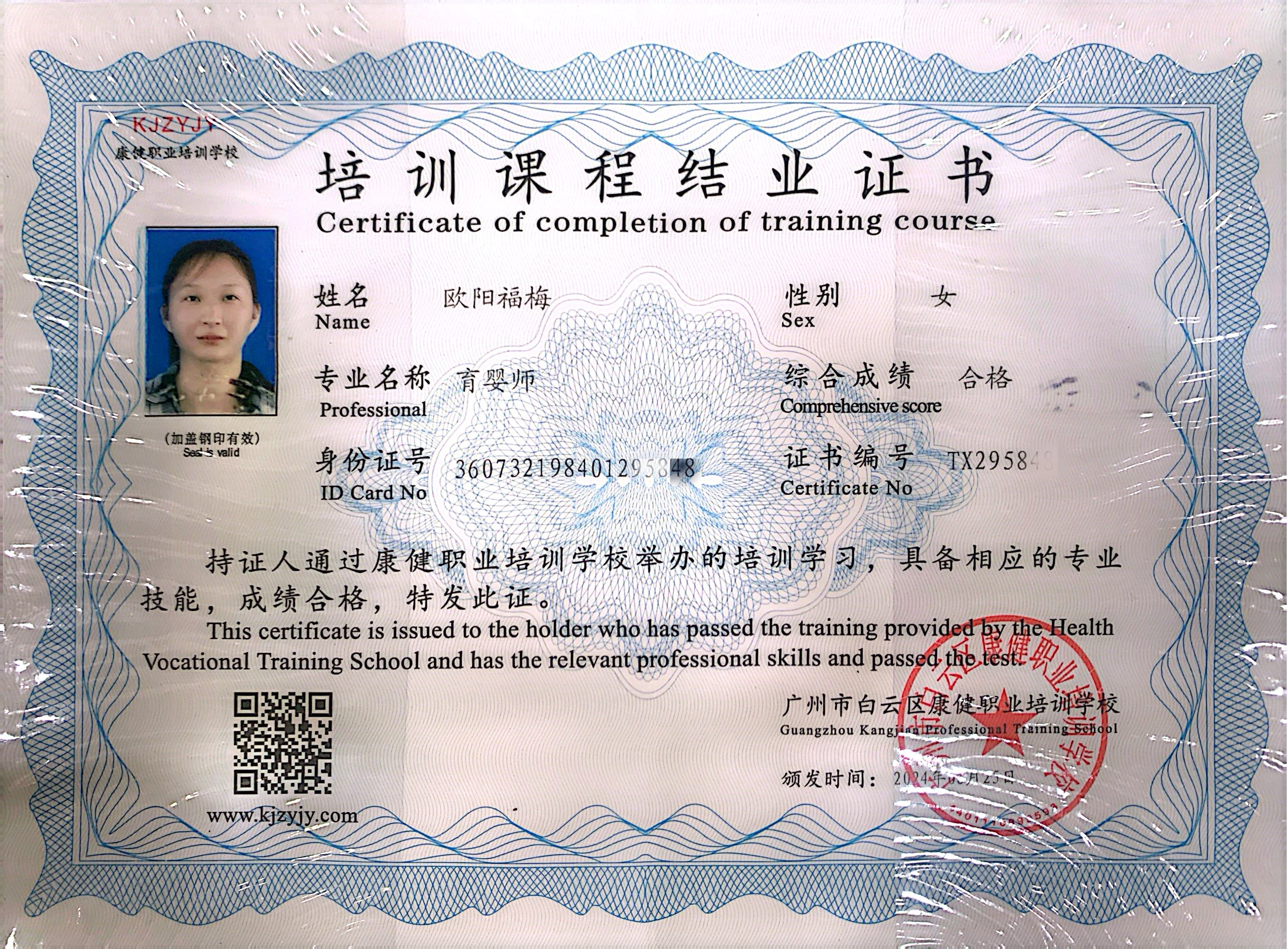 獲得育嬰師（高級）